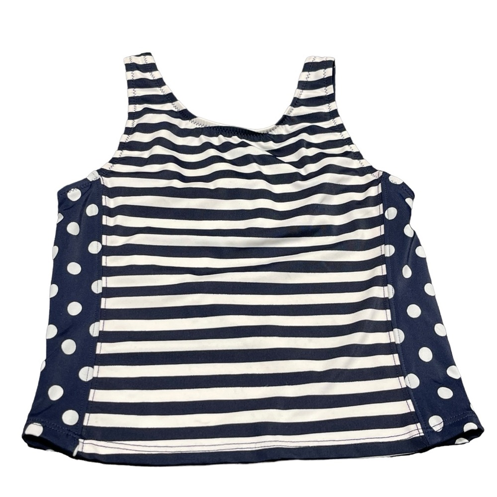J. Crew Crewcuts Navy & White Tankini Stripes & Polka Dots Size 12 NWT *TOP ONLY